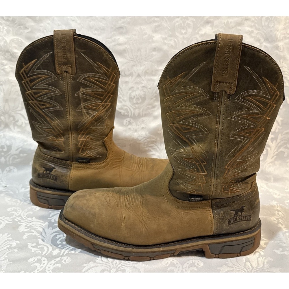 Irish Setter Men's Marshall 83912 Work Boots 9.5 Brown Leather Steel Toe Safety